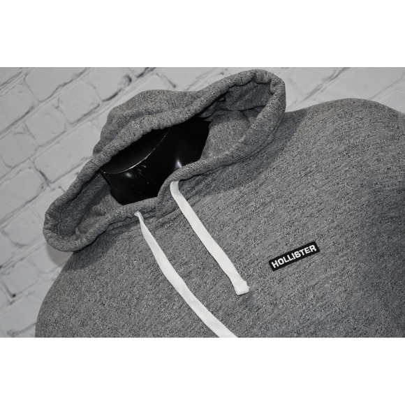 Hollister Hoodie Mens Medium Gray Graphic Pullover Sweatshirt - Picture 3 of 11